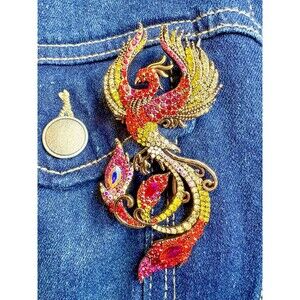 Fantasy Phoenix Rising/Dragon Roaring Brooch Pin- “Phoenix Heart. Dragon Soul.”